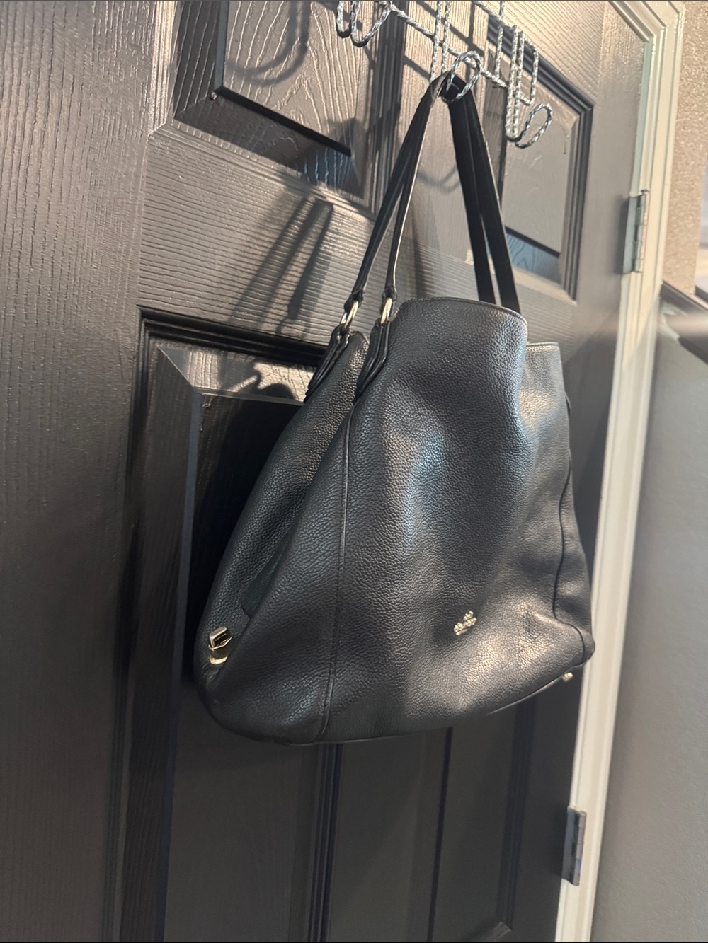 Coach Black Pebbled Leather Hobo Shoulder Bag - Picture 3 of 10
